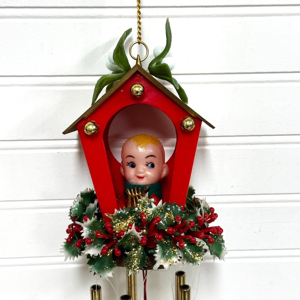 Vintage Christmas Pixie Elf Wind Chime: Holiday Hanging Decor